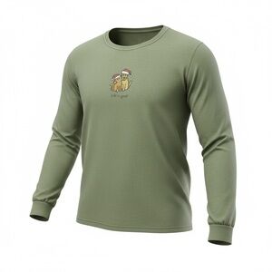 EUC Life Is Good Women’s Green Long Sleeve Tee Shirt Dogs Santa Hat - Size XXL